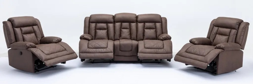 Trojsedák Oxford,  hnedá látka, funkcia el. polohovanie