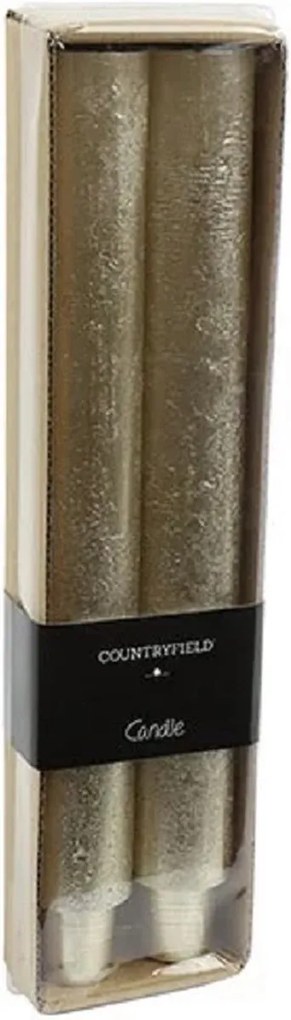 Sada 2 sviečok VELA METALLIC 25 cm zlatá