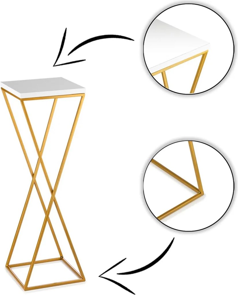 STOJAN NA KVETINÁČ LOFT6 70X24X24 CM ZLATÁ/BIELA