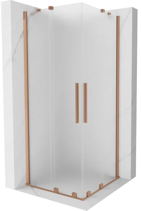 Mexen Velar Duo, sprchový kút s posuvnými dverami 90 x 90 cm, 8mm sklo námraza, medená matná, 871-090-090-32-65
