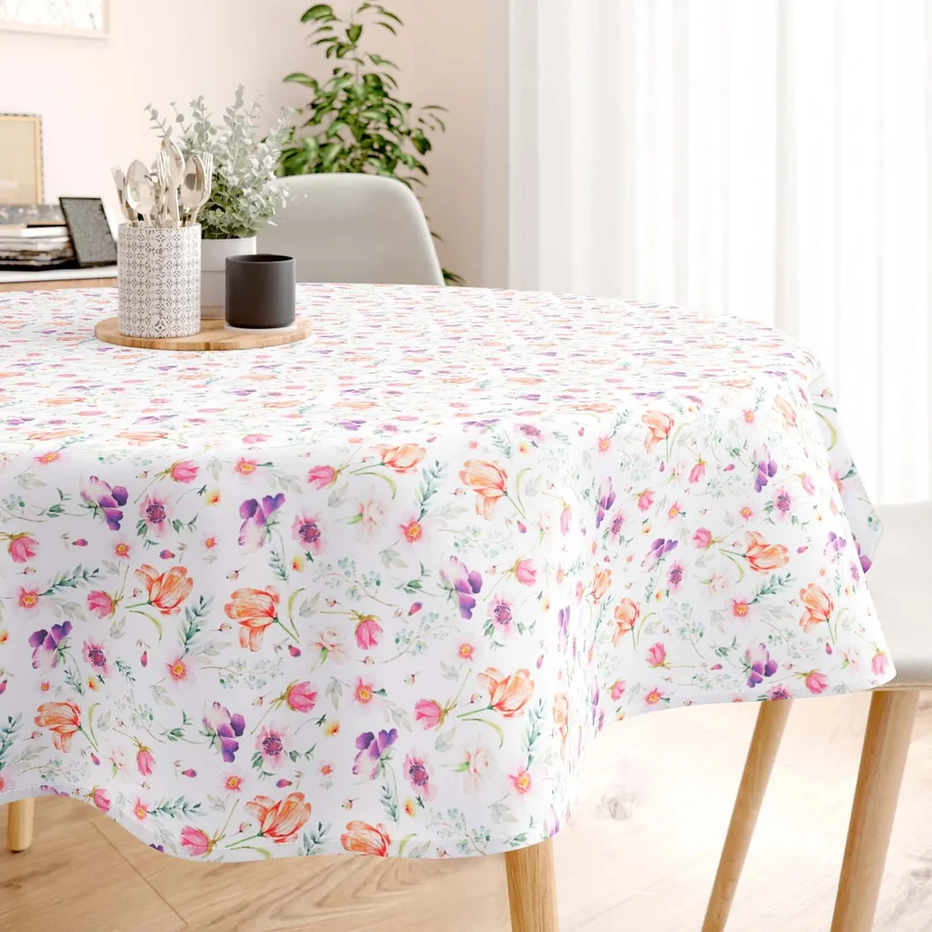 Goldea okrúhly obrus 100% bavlnené plátno deluxe - jarné pohladenie Ø 120 cm