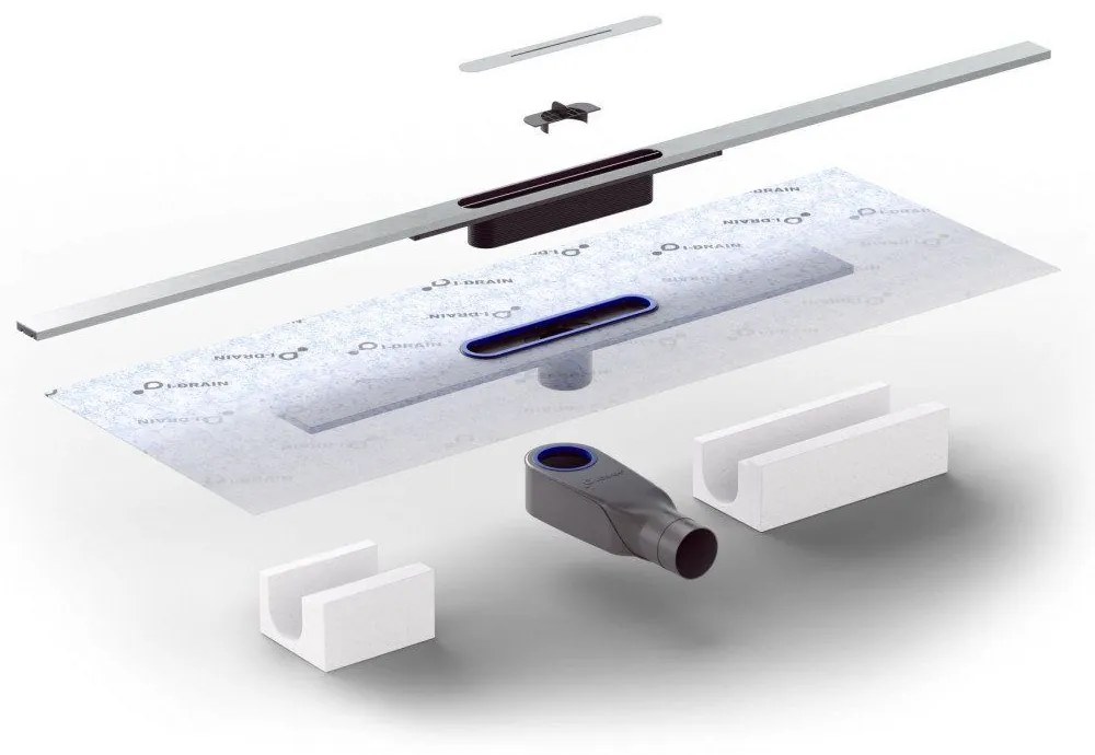 I-DRAIN AIO sprchový žľab s hydroizoláciou + skracovateľný rošt z nerezovej ocele, dĺžka 950 mm, čierna metalická kartáčovaná PVD, ID5A09501AIO1.MB