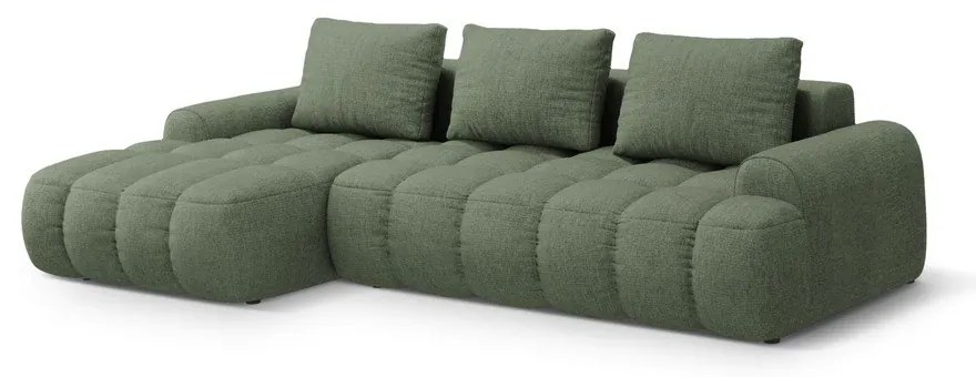 Zelená rozkladacia/s úložným priestorom rohová pohovka (ľavý roh/s leňoškou) Linz – Cosmopolitan Design