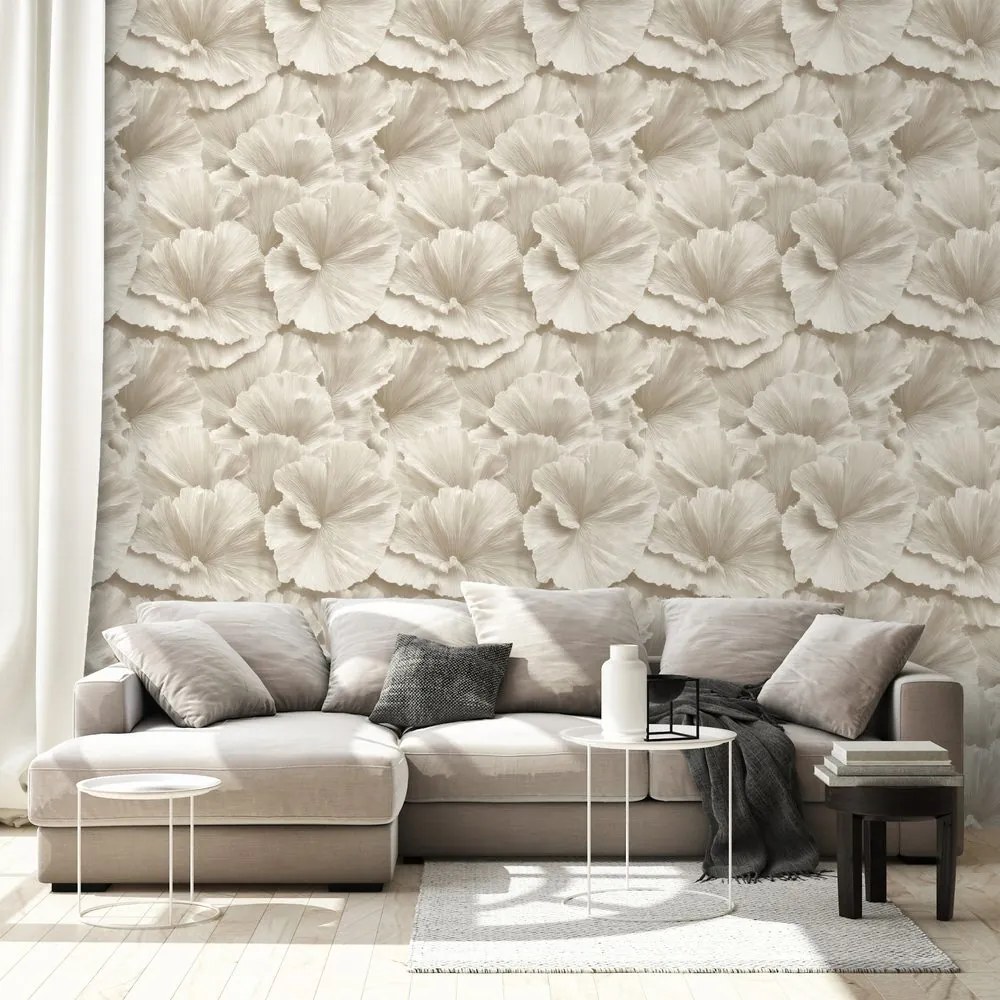 Tapeta béžové kvety v jemnom štýle