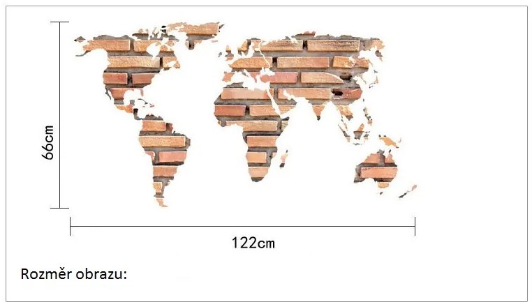 Veselá Stena Samolepka na stenu na stenu Mapa Sveta z tehál