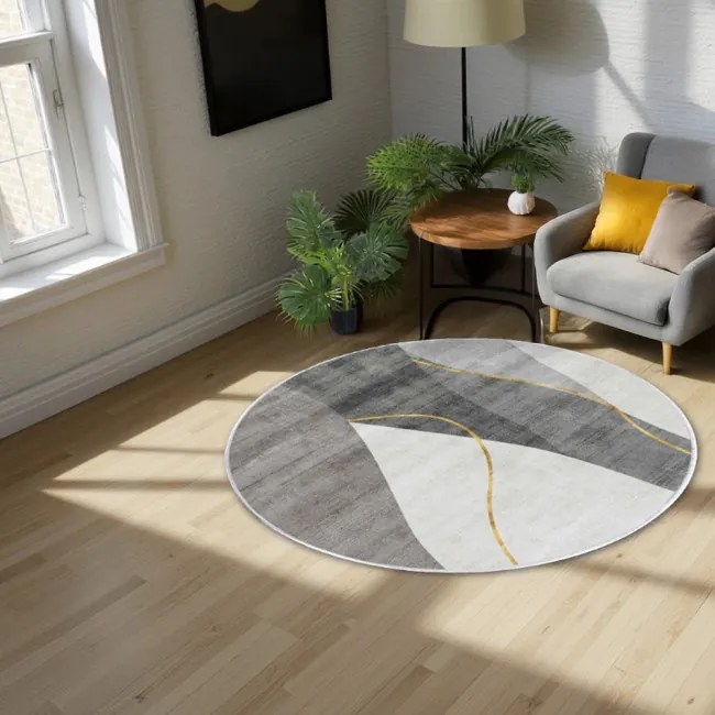 Protišmykový koberec NOVO sivý kruh