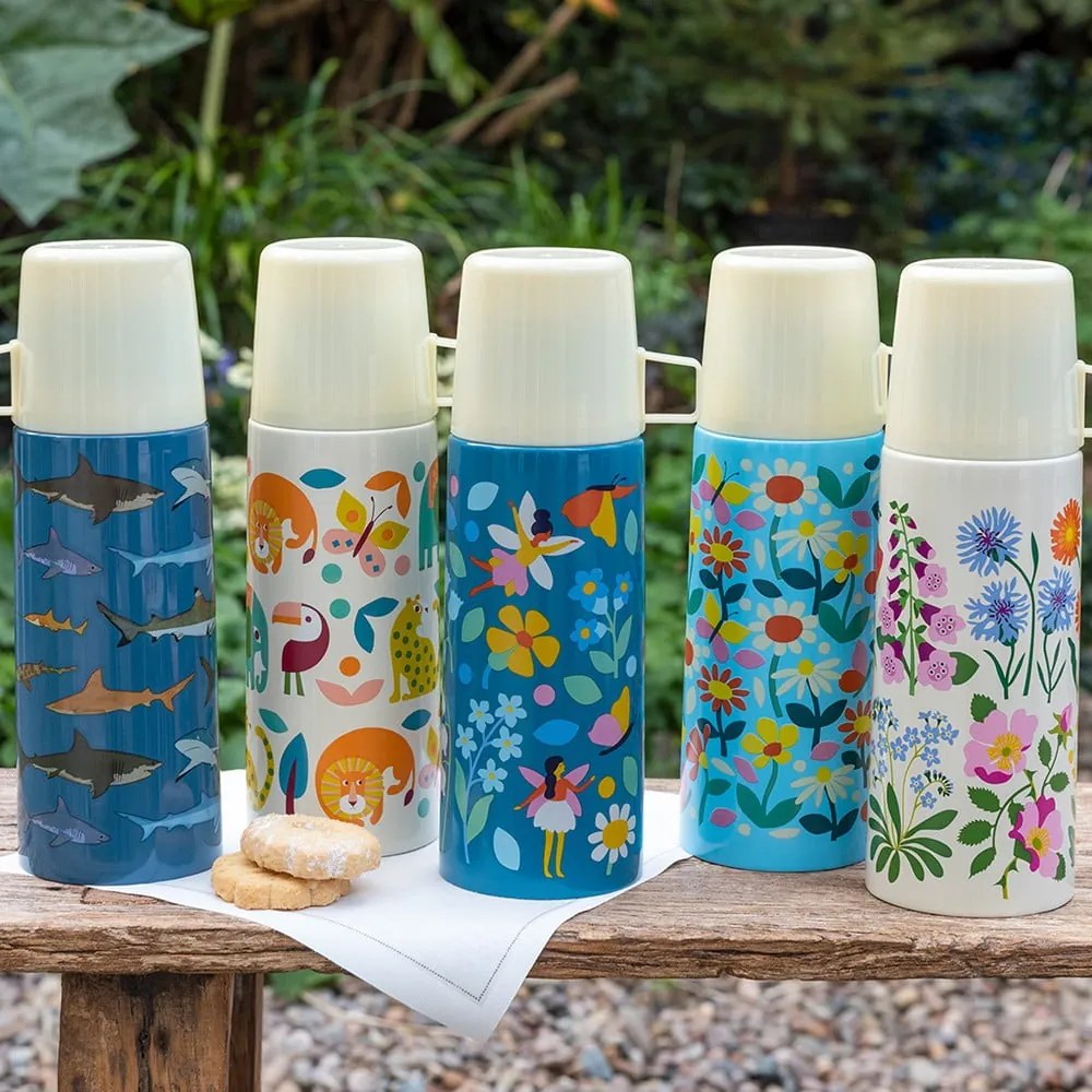 Modrá/krémová detská termoska 350 ml Butterfly Garden – Rex London