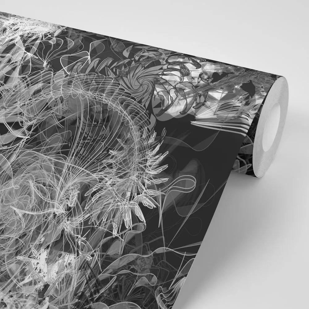 Samolepiaca tapeta čiernobiele abstraktné umenie - 225x150