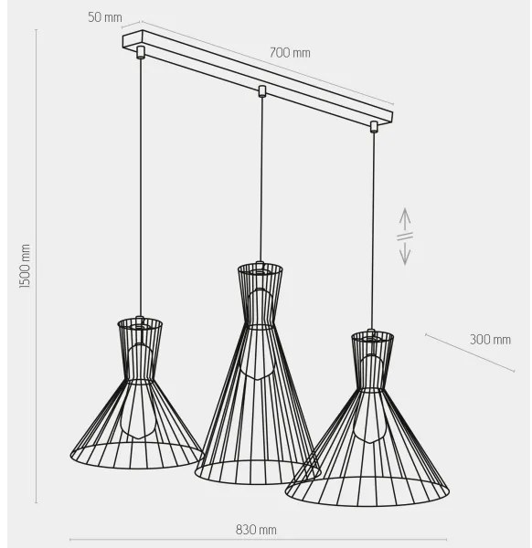 Luster na lanku SAHARA 3xE27/60W/230V