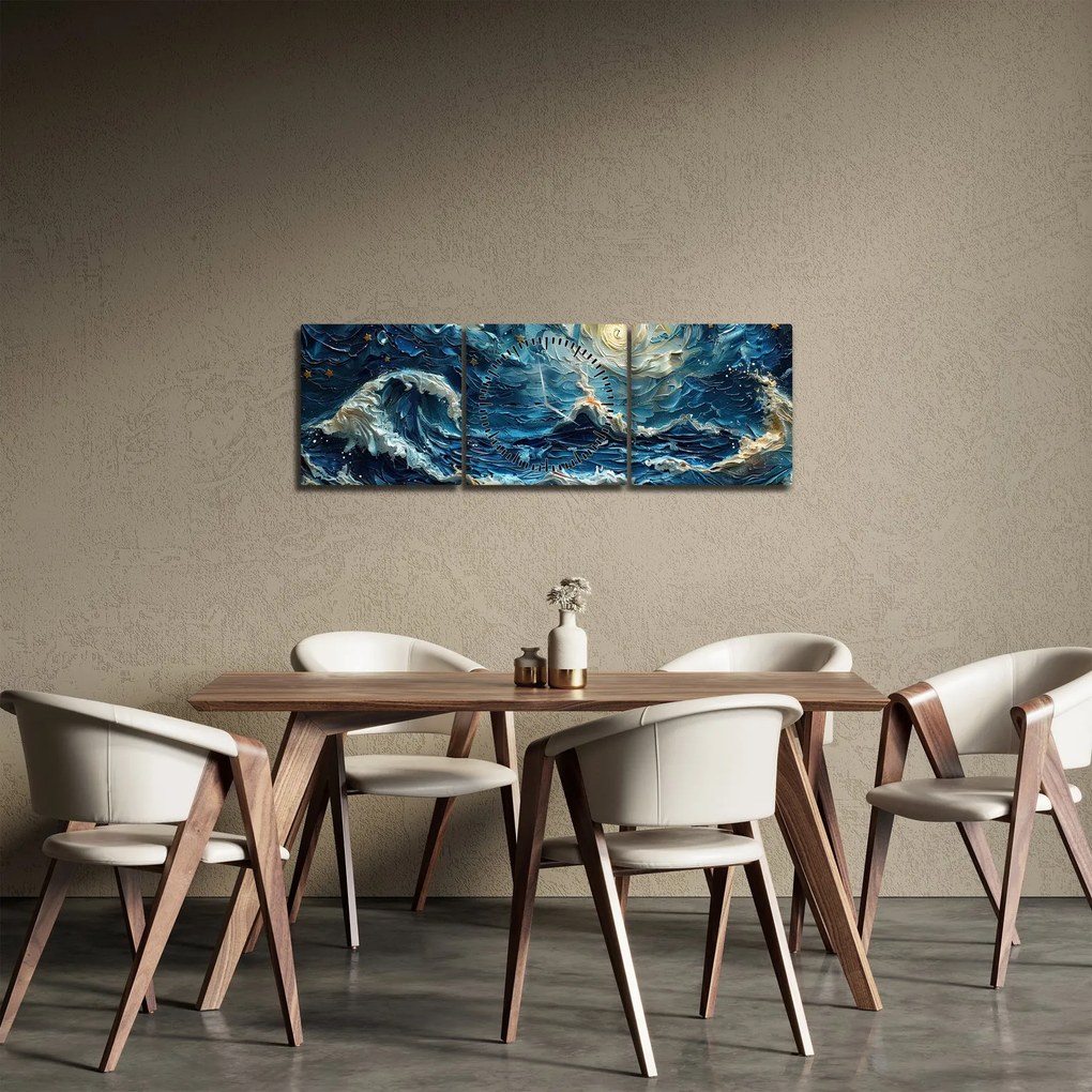 Obraz - Maľba oblohy a mora (s hodinami) (90x30 cm)
