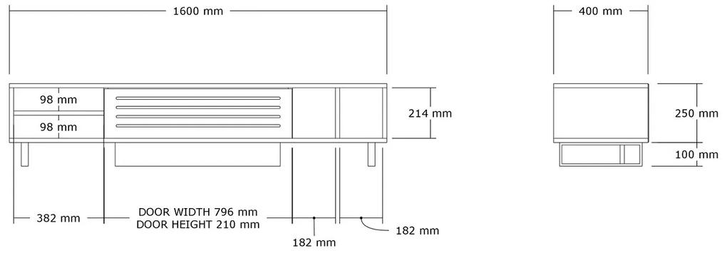 Dizajnový TV stolík Xiomara 160 cm antracitový