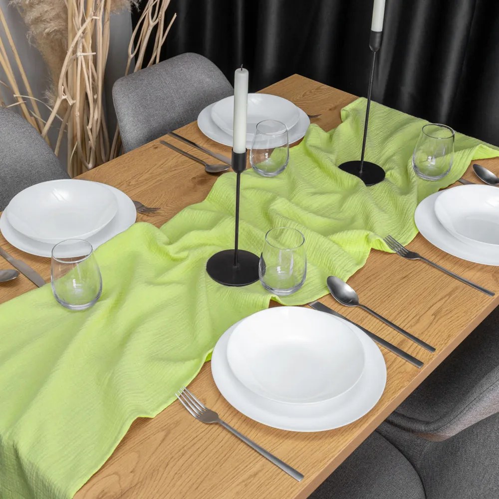 Biante Mušelínový behúň na stôl MSN-058 Svetlo pistáciový 35x120 cm