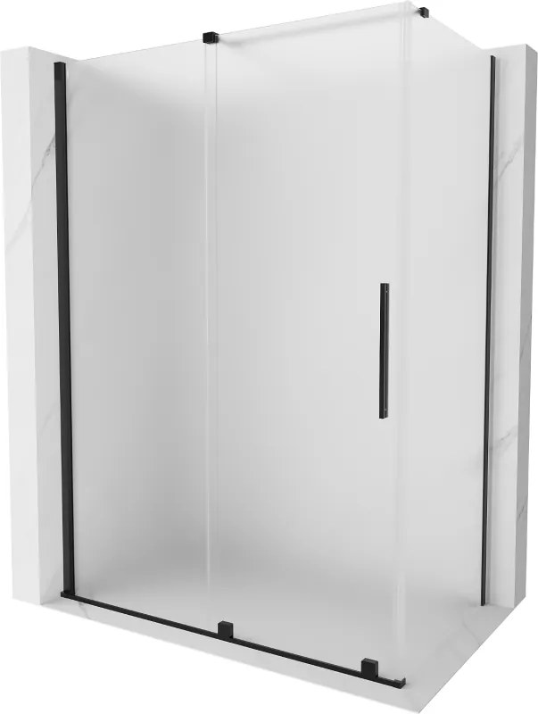 Mexen Velar, sprchový kút s posuvnými dverami 160 x 90 cm, 8mm sklo námraza, čierna matná, 871-160-090-31-70