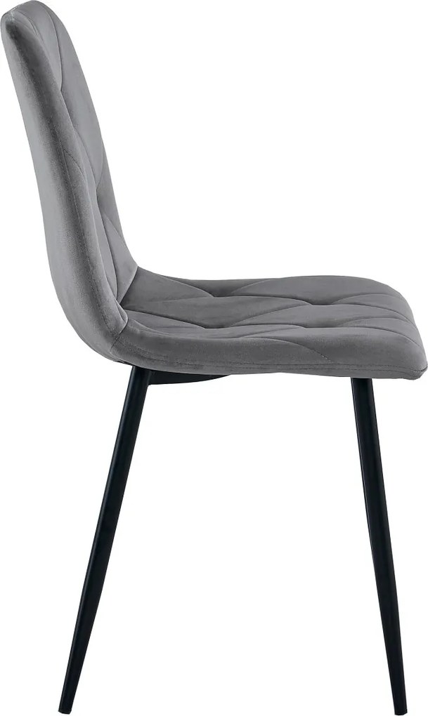 AKCIA Tmavosivá zamatová jedálenská stolička LIBRA s čiernymi nohami II. akosť