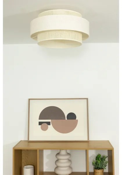 Stropné svietidlo BOHO 1×E27/60W/230V, priemer 40 cm, krémové/juta