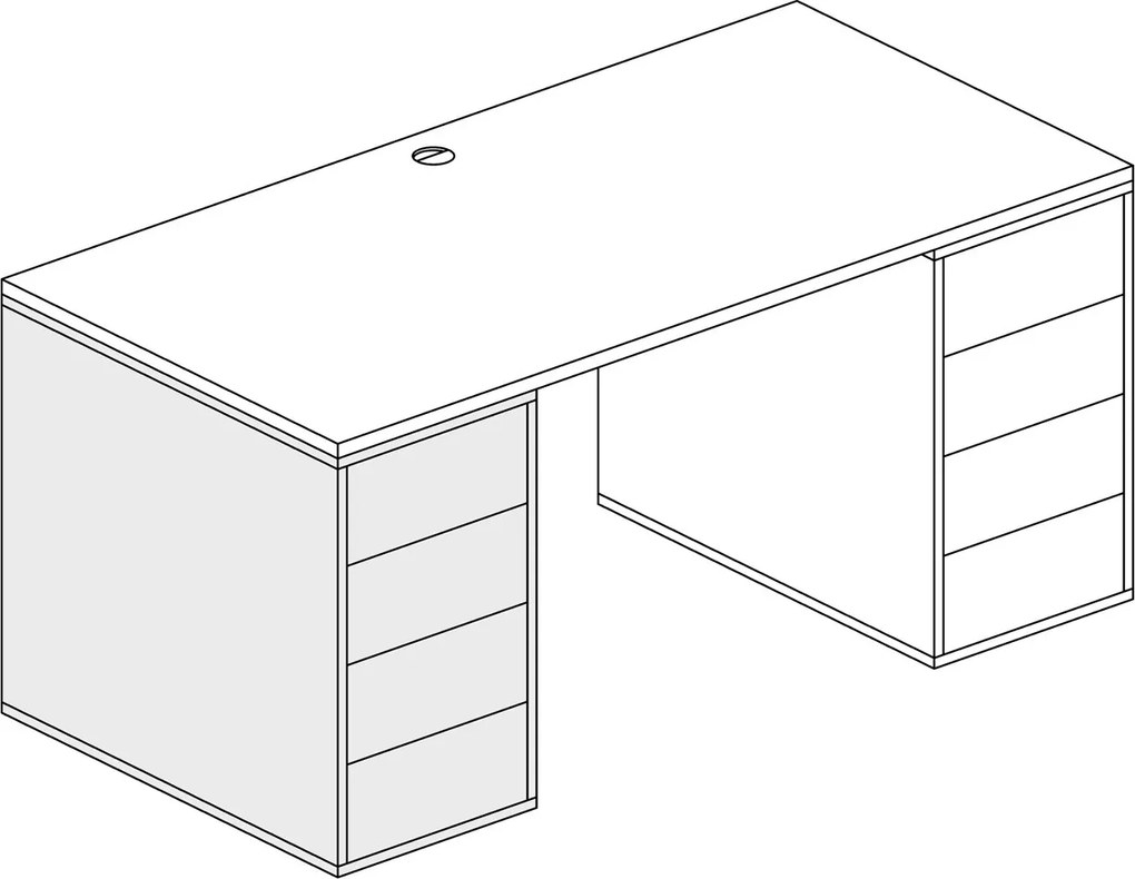 Kancelársky prístavný kontajner BLOCK, 400 x 800 x 710 mm, 4 zásuvky, dub prírodný