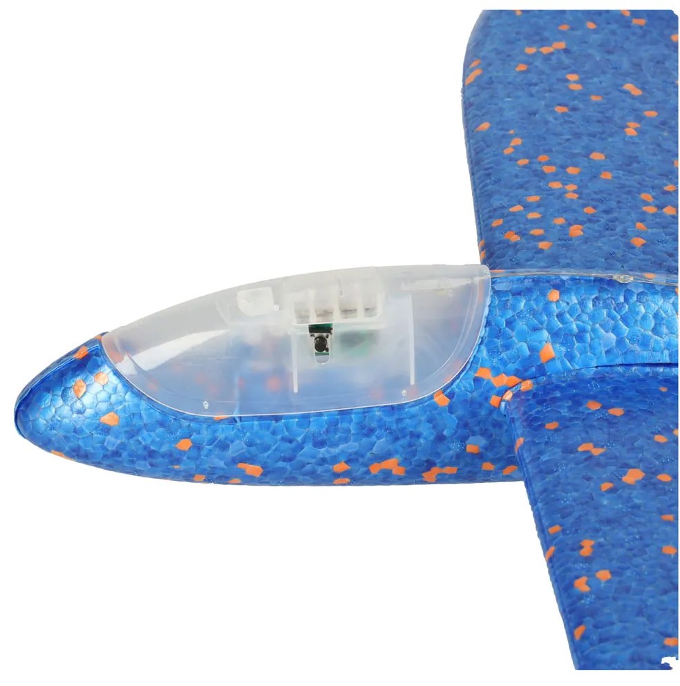 KIK Plachtiace lietadlo z polystyrénu 8LED 48x47cm modré