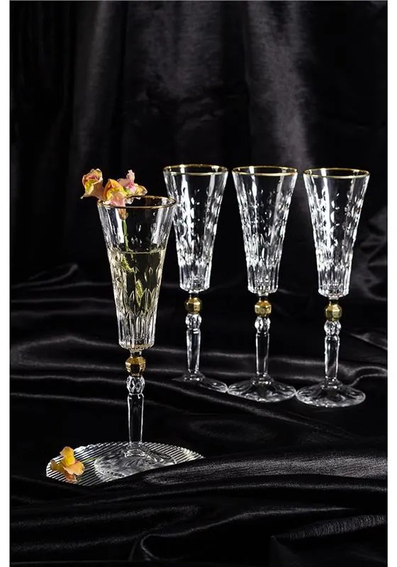 BOHEMIA PRESTIGE CONTE GOLD POHÁR NA ŠAMPANSKÉ 170ML SADA 6 KS