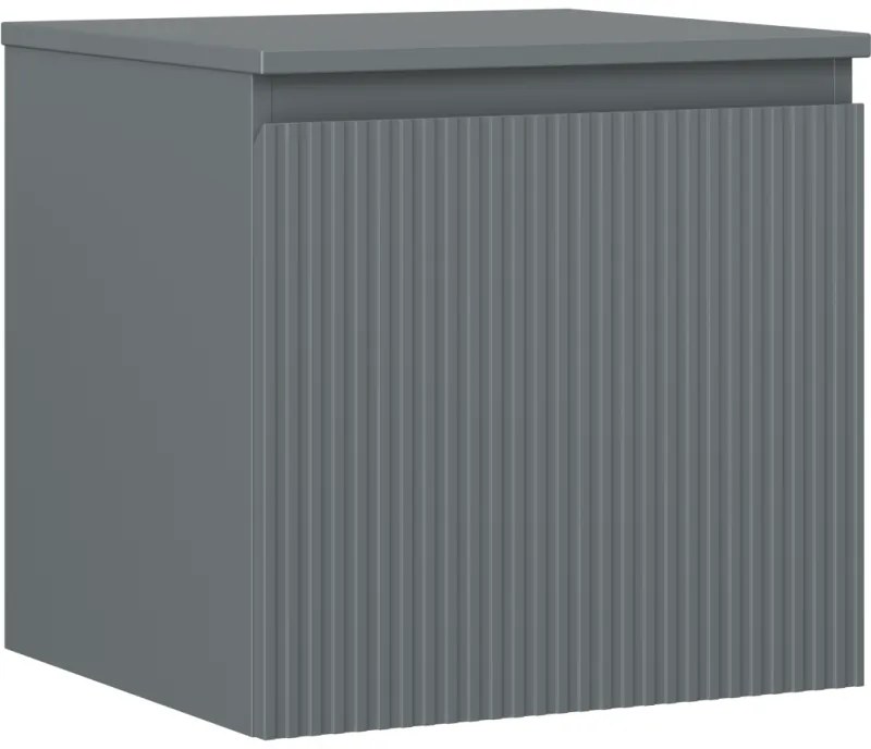 Mexen Rivel, kúpeľňová skrinka 50 cm s hornou časťou, 1 zásuvka, drážkovaná, grafit matná - 91A20-05047-1-BFC66