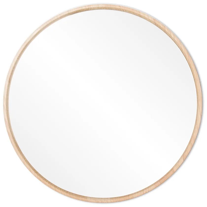 Nástenné zrkadlo s rámom z masívneho dubového dreva Gazzda Look, ⌀ 32 cm
