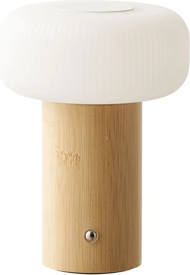 Biela/v prírodnej farbe bambusová stolová lampa s plastovým tienidlom (výška 18 cm) Stafford – House Nordic