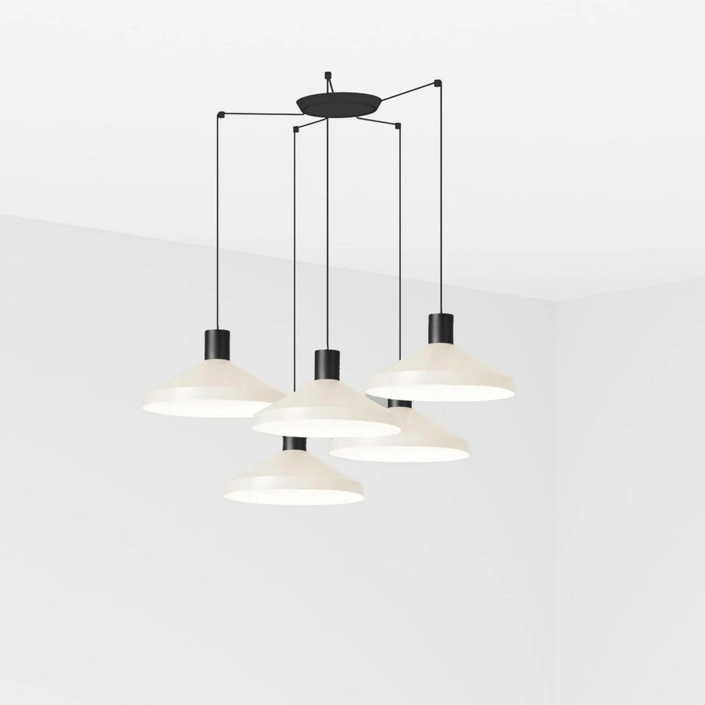 Závesné svietidlo Faro Kombo 400, 5xE27, béžová/čierna, nastaviteľná výška