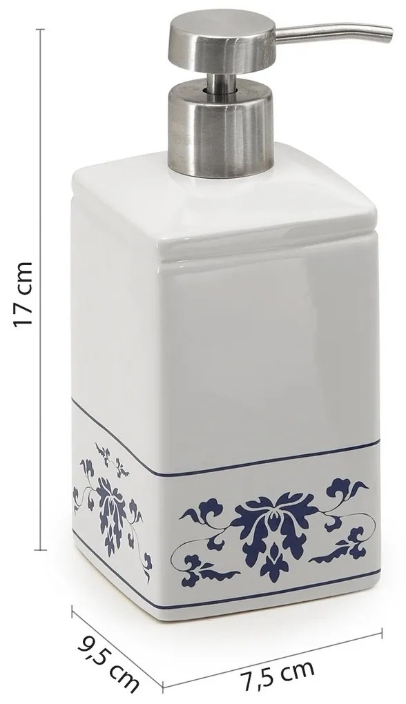 GEDY CX8189 Cixi dávkovač mydla na postavenie, porcelán, biela/modrá