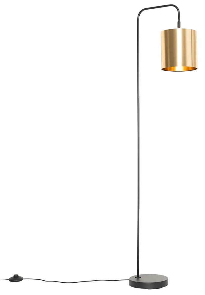 Moderná stojaca lampa čierna so zlatou - Lofty
