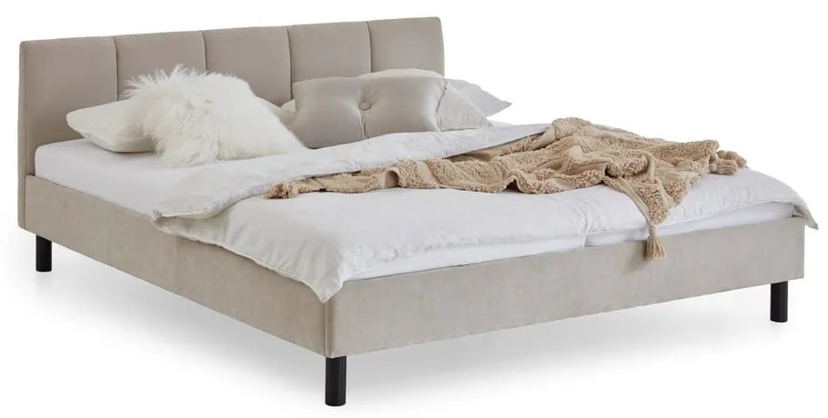 Béžová čalúnená dvojlôžková posteľ bez roštu 180x200 cm Joker – Meise Möbel