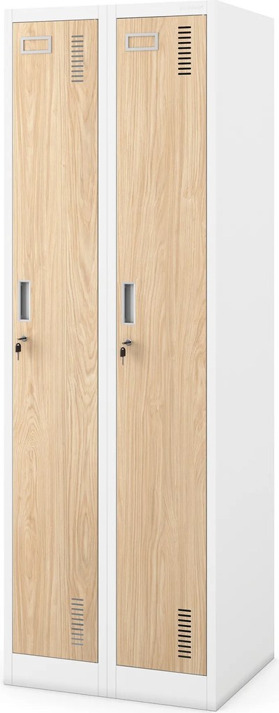 Dvojkomorová zamestnanecká skrinka biela, dub sonoma, 600x1800x500 mm: KACPER II Eco Design