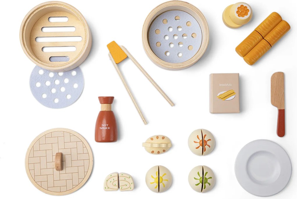 Drevená detská súprava inšpirovaná ázijskou kuchyňou dim sum