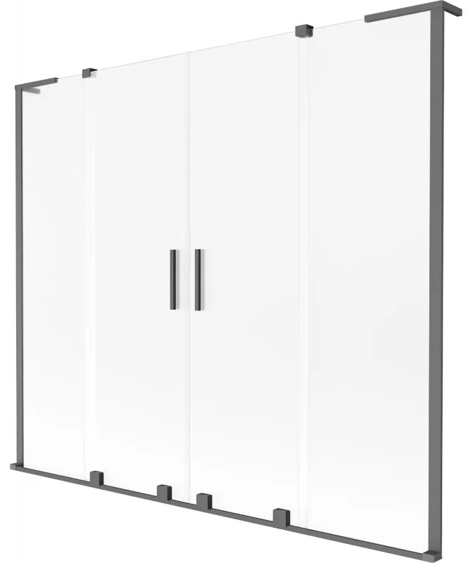 Mexen Velar L Duo, 2-krídlová posuvná vaňová zástena 200 x 150 cm, 8mm sklo námraza, grafitová, 896-200-003-32-95
