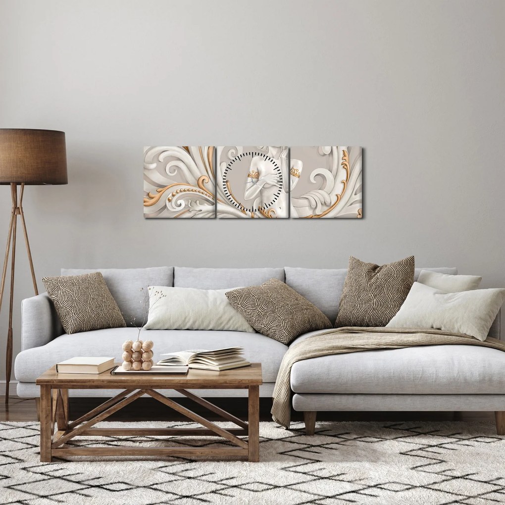 Obraz bohyne v ornamentálnom pozadí (s hodinami) (90x30 cm)