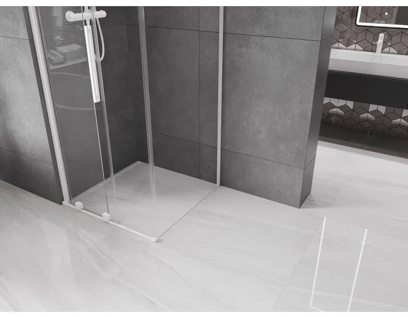 Mexen Velar, sprchový kút s posuvnými dverami 120(dvere) x 120(stena) cm, 8mm číre sklo, biela, 871-120-120-01-20
