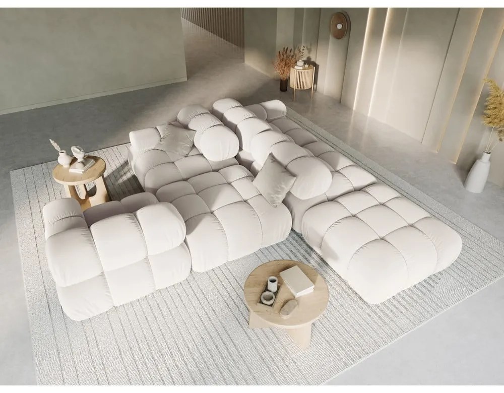 Béžová zamatová pohovka 282 cm Bellis – Micadoni