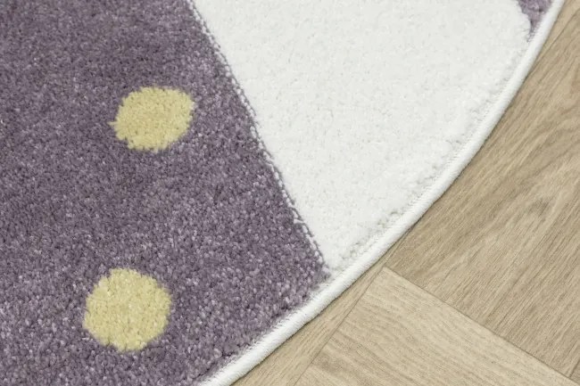 Koberec LIMA M044A krémový / fialový / zlatý polkruh