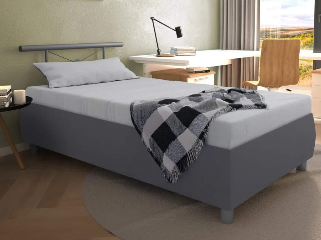 Posteľ s matracom Caribic 110x200 cm, svetlo šedá/šedá látka