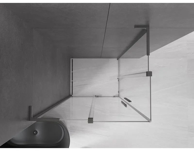 Mexen Velar L Duo, sprchový kút s posuvnými dverami 90 x 80 cm, 8mm číre sklo, grafit brúsený, 871-090-080-02-03-66