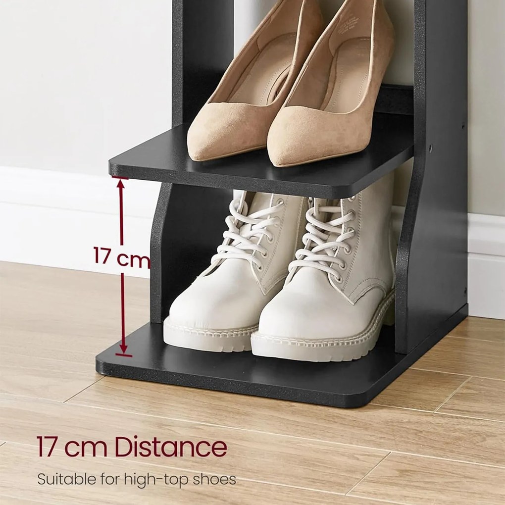 Úzky botník, 6-úrovňový stojan na topánky, čierny