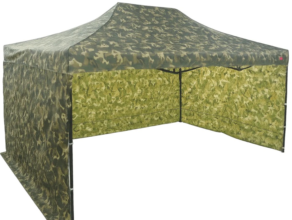 Rýchlorozkladací nožnicový stan 3x4,5m – oceľový, 2 bočné plachty, Sivá / antracitová