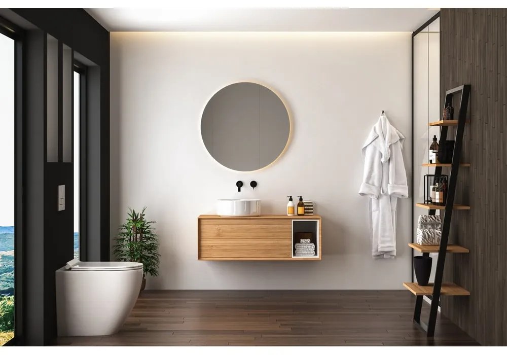 Nástenné zrkadlo s osvetlením ø 100 cm Luna – Mirrors and More