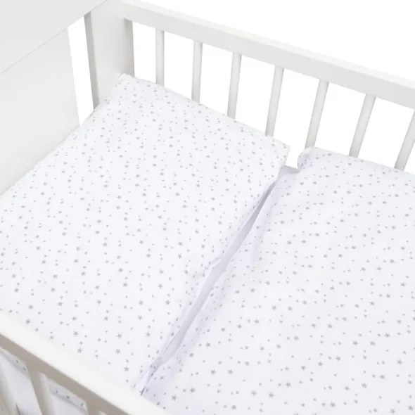 NEW BABY 2-dielne posteľné obliečky New Baby 100/135 cm biele sivé hviezdičky