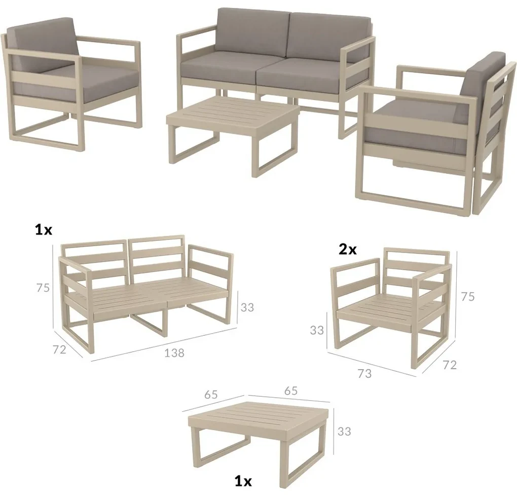 MYKONOS záhradný set taupe
