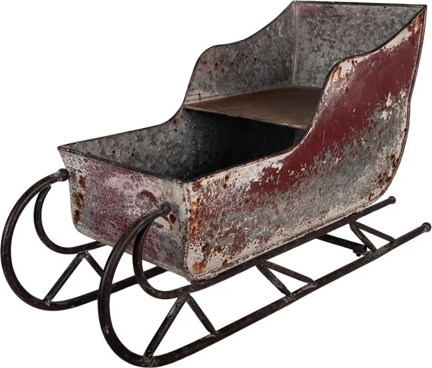 Červená antik dekorácie saně - 51*23*30 cm