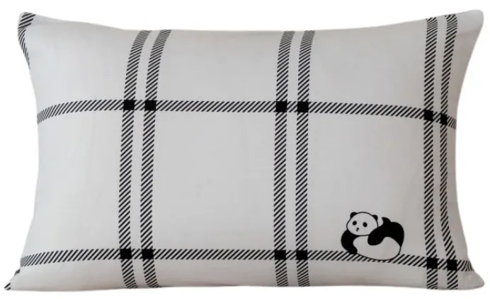 Flanelový obliečka na vankúš CUTE PANDA 50x70 cm, biely