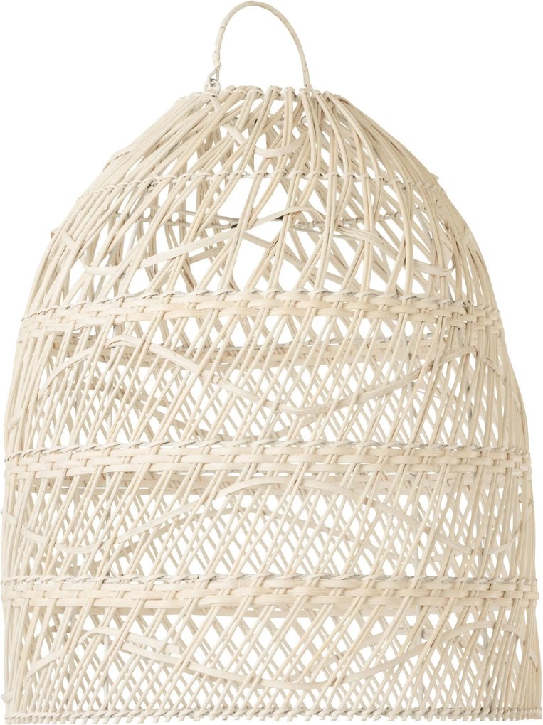 Závesné biele ratanové tienidlo Hane - Ø 40 * 44 cm / E27
