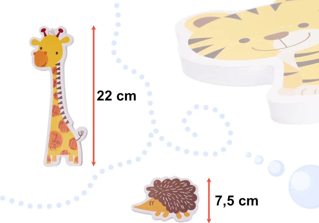 KIK Penové puzzle do kúpeľa zvieratká, 18 ks