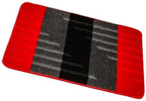 Kúpeľňový koberček VIC červený / sivý, pruhy