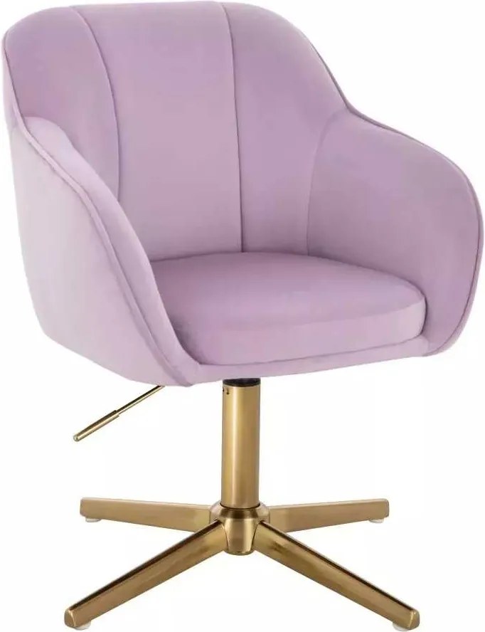 LuxuryForm DESIGN Stolička AVOLA VELUR na zlatom kríži - levanduľa