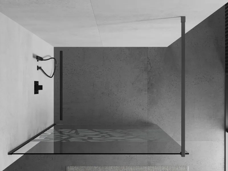 Mexen Kioto, sprchová zástena Walk-In 100 x 200 cm, 8mm číre sklo biely vzor, grafitový profil, 800-100-101-95-85
